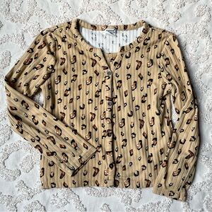Leopard Print Layered top kids small 7-8